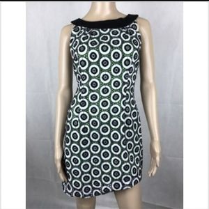 Muse Green Black Embroidered Sleeveless Dress